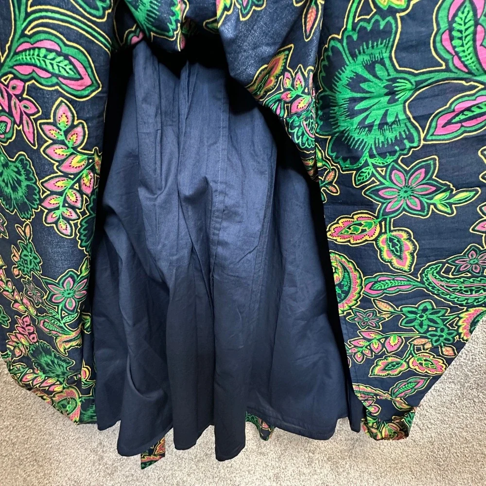 Boden Amelia Cotton Maxi Dress Womens 4 Paisley Floral V-Neck Tie Waist NWOT - Picture 11 of 13